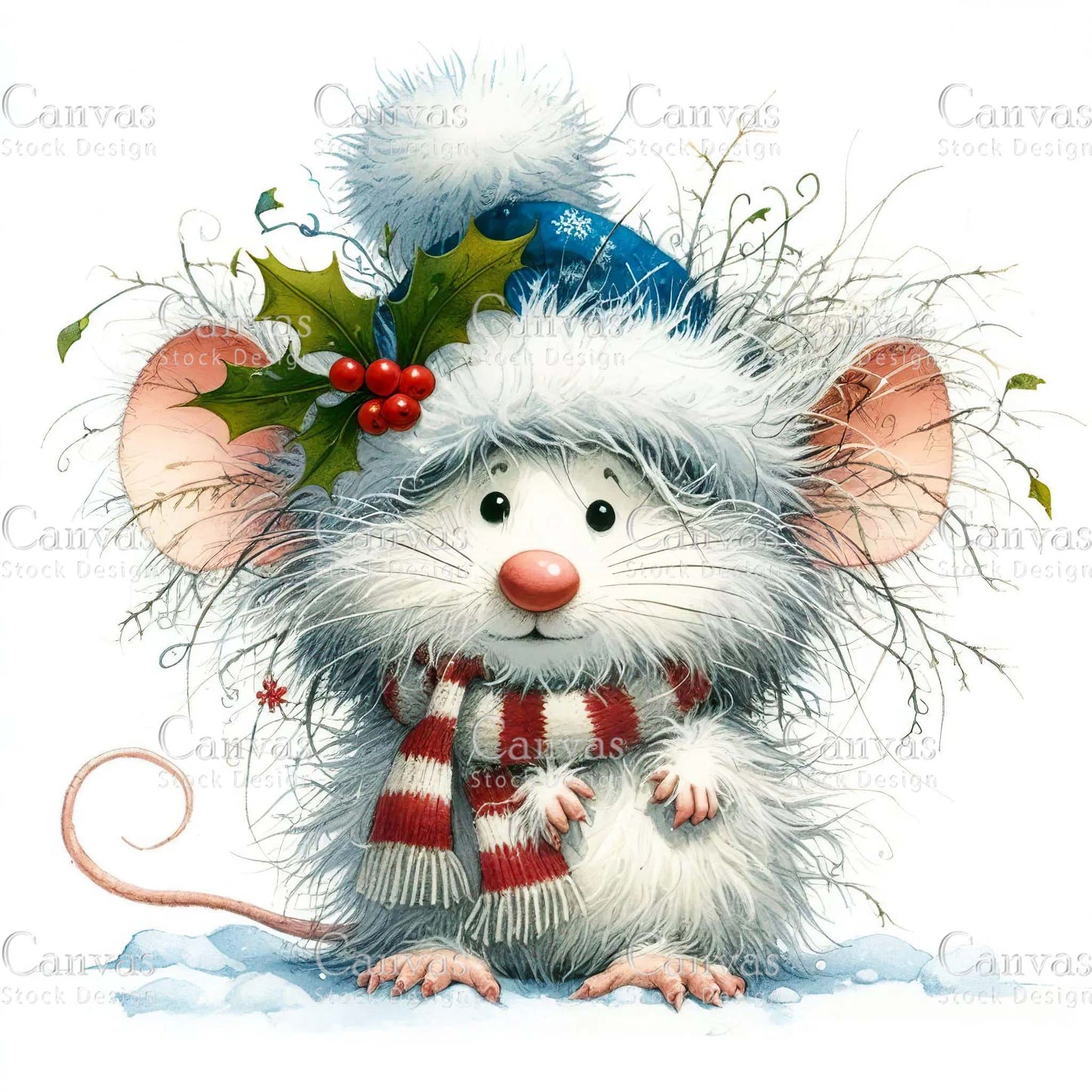 Christmas mouse, Watercolour Christmas clipart, Christmas bundle, Watercolor animals, Winter clipart, Christmas invitation