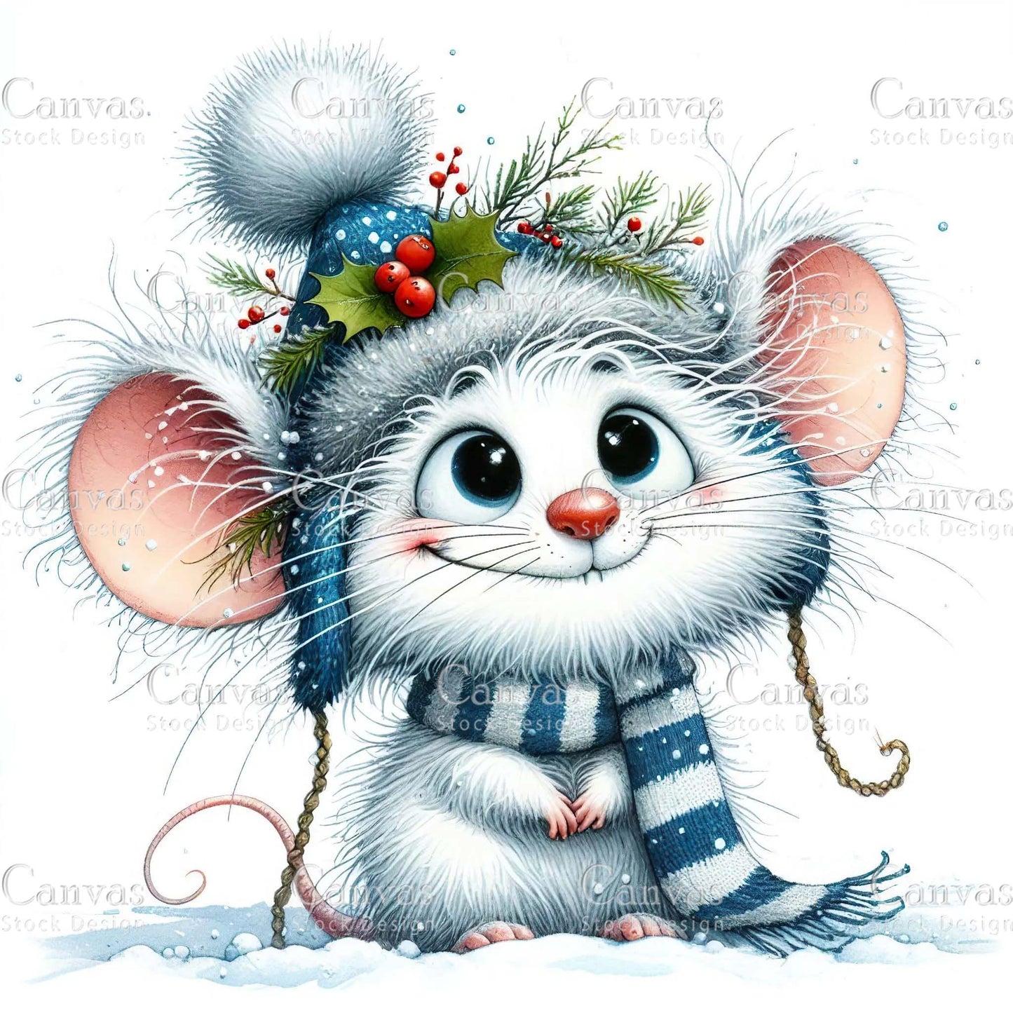 Christmas mouse, Watercolour Christmas clipart, Christmas bundle, Watercolor animals, Winter clipart, Christmas invitation