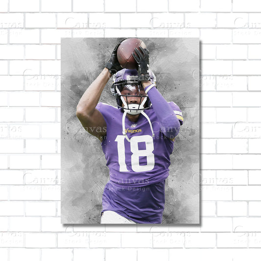Justin Jefferson Canvas Wall Art – Minnesota Vikings Wide Receiver Poster Print