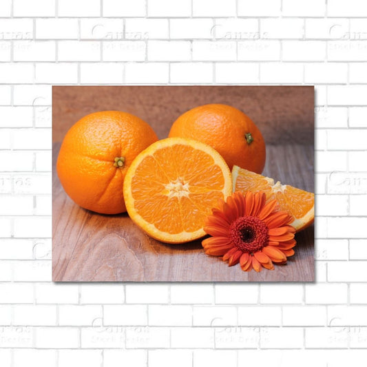 Juicy orange fruit canvas wall art for kitchen or café decor